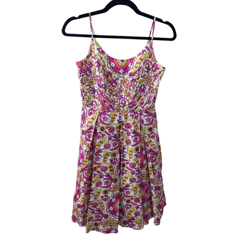 Tory Burch Pink Yellow Floral Alhambra Malta Sun Dress Size 0
